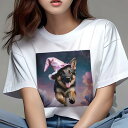 ジャーマンシェパード Tシャツ 犬愛 ユニークデザインレディース 犬ファン 半袖 春夏 プリント 大人カジュアル かわいい 人間用 ギフト 個性的 猛暑対策 魔...