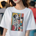 ダルメシアン Tシャツ 犬愛 ユニークデザインレディース 犬ファン 半袖 春夏 プリント 大人カジュアル かわいい 人間用 ギフト 個性的 猛暑対策 幾何学模様...