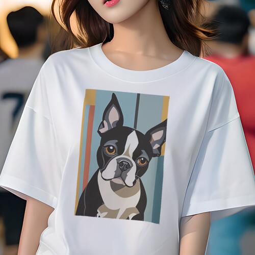 ボストンテリア Tシャツ 犬愛 ユニークデザインレディース 犬ファン 半袖 春夏 プリント 大人カジュアル かわいい 人間用 ギフト 個性的 猛暑対策 ボストンテリア