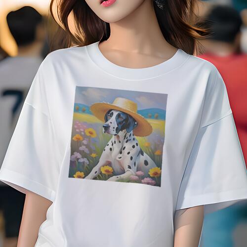 ダルメシアン Tシャツ 犬愛 ユニークデザインレディース 犬ファン 半袖 春夏 プリント 大人カジュアル ..