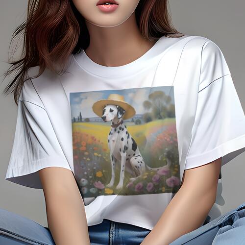 ダルメシアン Tシャツ 犬愛 ユニークデザインレディース 犬ファン 半袖 春夏 プリント 大人カジュアル ..