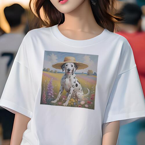 ダルメシアン Tシャツ 犬愛 ユニークデザインレディース 犬ファン 半袖 春夏 プリント 大人カジュアル ..