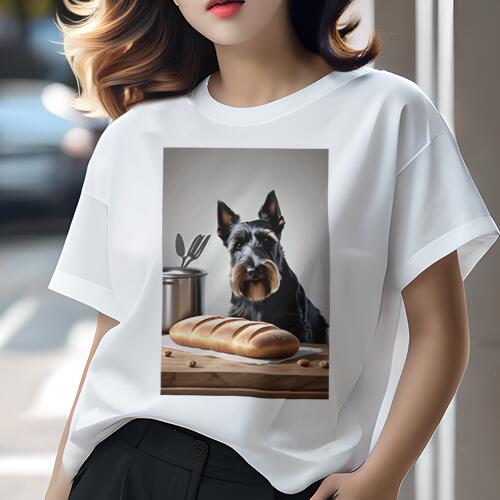 スコティッシュテリア Tシャツ 犬愛 ユニークデザインレディース 犬ファン 半袖 春夏 プリント 大人カジュアル かわいい 人間用 ギフト 個性的 猛暑対策 パン スコティッシュテリア 鍋 料理道具 木
