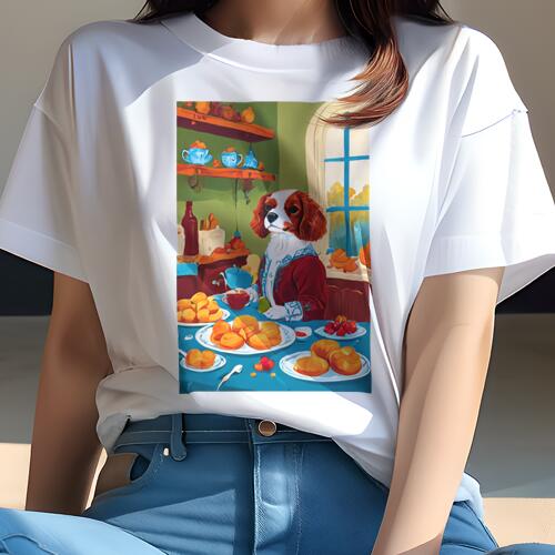 キャバリア Tシャツ 犬愛 ユニークデザインレディース 犬ファン 半袖 春夏 プリント 大人カジュアル か..