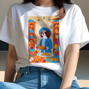 キャバリア Tシャツ 犬愛 ユニークデザインレディース 犬ファン 半袖 春夏 プリント 大人カジュアル かわいい 人間用 ギフト 個性的 猛暑対策 パン キャバリア ケーキ 葡萄