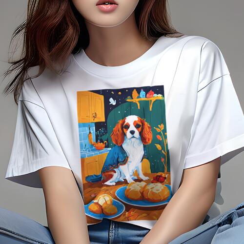 キャバリア Tシャツ 犬愛 ユニークデザインレディース 犬ファン 半袖 春夏 プリント 大人カジュアル か..