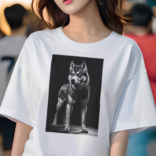 シベリアンハスキー Tシャツ 犬愛 ユニークデザインレディース 犬ファン 半袖 春夏 プリント 大人カジュアル かわいい 人間用 ギフト 個性的 猛暑対策 革のベスト シベリアンハスキー