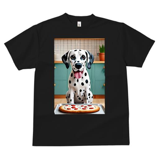 楽天フロントップ楽天市場店ダルメシアン Tシャツ 犬愛 ユニークデザインメンズ キッズ 犬ファン 半袖 春夏 プリント 大人カジュアル かわいい 人間用 ギフト 個性的 猛暑対策 ピザ ダルメシアン キッチン