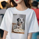 ダルメシアン Tシャツ 犬愛 ユニークデザインレディース 犬ファン 半袖 春夏 プリント 大人カジュアル かわいい 人間用 ギフト 個性的 猛暑対策 パン ダル...