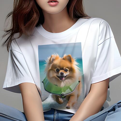 ポメラニアン Tシャツ 犬愛 ユニークデザインレディース 犬ファン 半袖 春夏 プリント 大人カジュアル ..