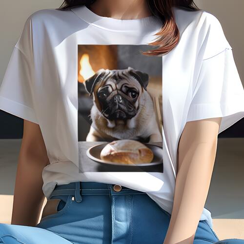 パグ Tシャツ 犬愛 ユニークデザインレディース 犬ファン 半袖 春夏 プリント 大人カジュアル かわいい..