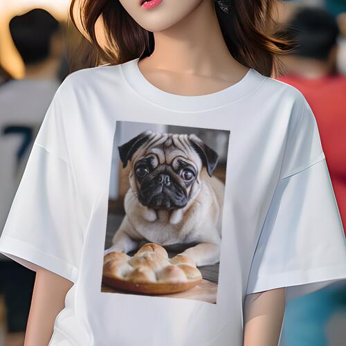 パグ Tシャツ 犬愛 ユニークデザインレディース 犬ファン 半袖 春夏 プリント 大人カジュアル かわいい..