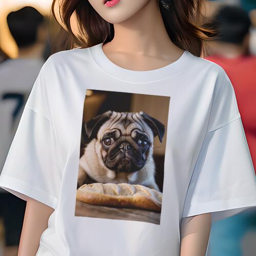 パグ Tシャツ 犬愛 ユニークデザインレディース 犬ファン 半袖 春夏 プリント 大人カジュアル かわいい..