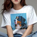 バーニーズマウンテンドッグ Tシャツ 犬愛 ユニークデザインレディース 犬ファン 半袖 春夏 プリント 大人カジュアル かわいい 人間用 ギフト 個性的 猛暑対...