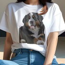 バーニーズマウンテンドッグ Tシャツ 犬愛 ユニークデザインレディース 犬ファン 半袖 春夏 プリント 大人カジュアル かわいい 人間用 ギフト 個性的 猛暑対策 バーニーズマウンテンドッグ
