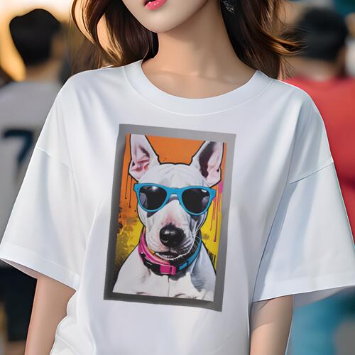 ブルテリア Tシャツ 犬愛 ユニークデザインレディース 犬ファン 半袖 春夏 プリント 大人カジュアル か..