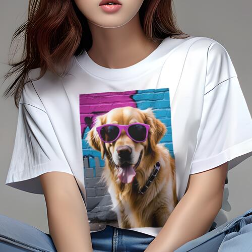 ゴールデンレトリバー Tシャツ 犬愛 ユニークデザインレディース 犬ファン 半袖 春夏 プリント 大人カ..