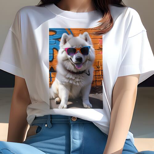 サモエド Tシャツ 犬愛 ユニークデザインレディース 犬ファン 半袖 春夏 プリント 大人カジュアル かわ..
