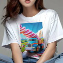 Tシャツ 犬愛 ユニークデザインレディース 犬ファン 半袖 春夏 プリント 大人カジュアル かわいい 人間用 ギフト 個性的 猛暑対策 トラック キャンディ お菓子 カラフル かわいい