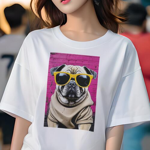 パグ Tシャツ 犬愛 ユニークデザインレディース 犬ファン 半袖 春夏 プリント 大人カジュアル かわいい..