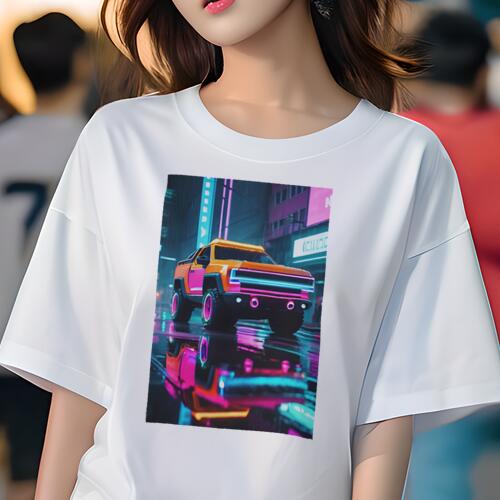 Tシャツ 犬愛 ユニークデザインレディース 犬ファン 半袖 春夏 プリント 大人カジュアル かわいい 人間用 ギフト 個性的 猛暑対策 サイバーパンク 車 ネオン 未来 レトロ