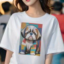 シーズー Tシャツ 犬愛 ユニークデザインレディース 犬ファン 半袖 春夏 プリント 大人カジュアル かわいい 人間用 ギフト 個性的 猛暑対策 ポップアート ...