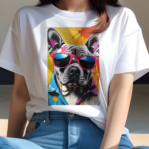 フレンチブルドッグ Tシャツ 犬愛 ユニークデザインレディース 犬ファン 半袖 春夏 プリント 大人カジ..