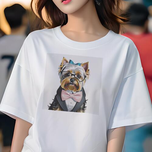 ヨークシャーテリア Tシャツ 犬愛 ユニークデザインレディース 犬ファン 半袖 春夏 プリント 大人カジ..