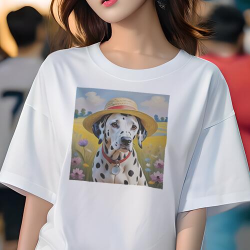 ダルメシアン Tシャツ 犬愛 ユニークデザインレディース 犬ファン 半袖 春夏 プリント 大人カジュアル ..