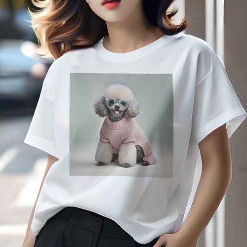 プードル Tシャツ 犬愛 ユニークデザインレディース 犬ファン 半袖 春夏 プリント 大人カジュアル かわ..