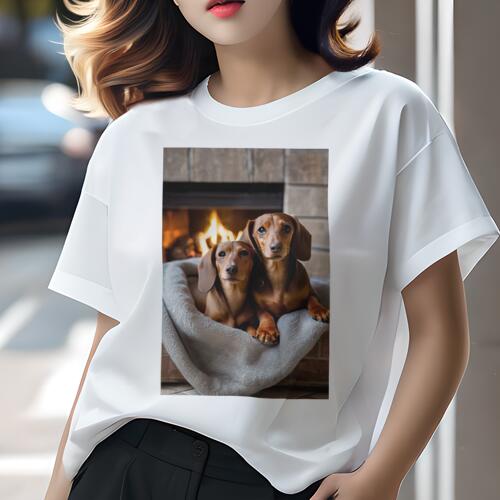 ダックスフンド Tシャツ 犬愛 ユニークデザインレディース 犬ファン 半袖 春夏 プリント 大人カジュア..