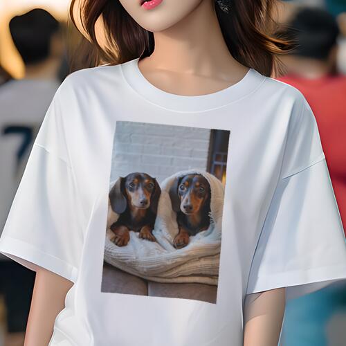 ダックスフンド Tシャツ 犬愛 ユニークデザインレディース 犬ファン 半袖 春夏 プリント 大人カジュア..