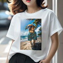 ラブラドールレトリバー Tシャツ 犬愛 ユニークデザインレディース 犬ファン 半袖 春夏 プリント 大人カジュアル かわいい 人間用 ギフト 個性的 猛暑対策 ビーチ ラブラドールレトリバー 海 夏 休暇