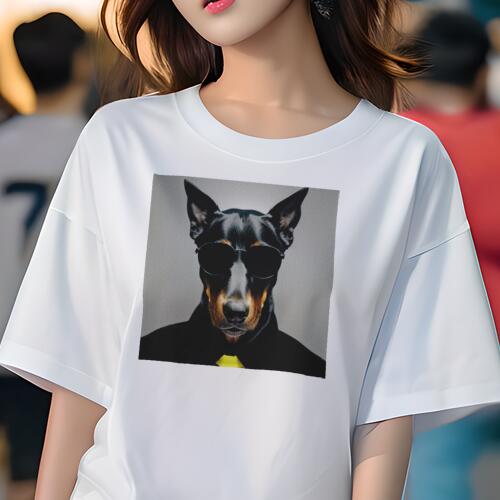 T-Shirts - ミニチュアピンシャー Tシャツ 犬愛 ユニークデザインレディース 犬ファン 半袖 春夏 プリント 大人カジュアル かわいい 人間用 ギフト 個性的 猛暑対策 サングラス ミニチュアピンシャー スーツ ネクタイ