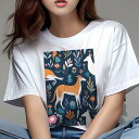 グレイハウンド Tシャツ 犬愛 ユニークデザインレディース 犬ファン 半袖 春夏 プリント 大人カジュアル かわいい 人間用 ギフト 個性的 猛暑対策 花 グレイハウンド 植物 葉