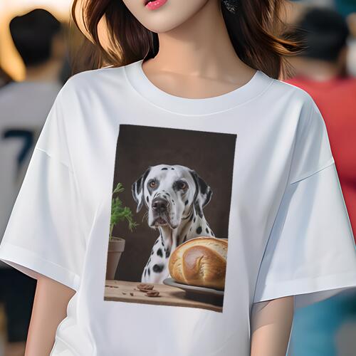 ダルメシアン Tシャツ 犬愛 ユニークデザインレディース 犬ファン 半袖 春夏 プリント 大人カジュアル ..