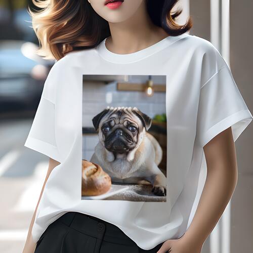 パグ Tシャツ 犬愛 ユニークデザインレディース 犬ファン 半袖 春夏 プリント 大人カジュアル かわいい..