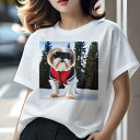 シーズー Tシャツ 犬愛 ユニークデザインレディース 犬ファン 半袖 春夏 プリント 大人カジュアル かわいい 人間用 ギフト 個性的 猛暑対策 スキー シーズー 冬 雪 スノーボード