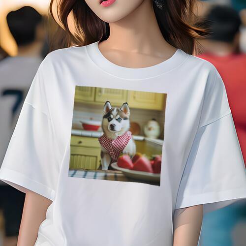 ハスキー Tシャツ 犬愛 ユニークデザインレディース 犬ファン 半袖 春夏 プリント 大人カジュアル かわ..