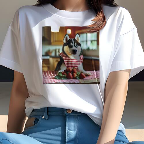 シベリアンハスキー Tシャツ 犬愛 ユニークデザインレディース 犬ファン 半袖 春夏 プリント 大人カジ..