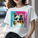 シェットランドシープドッグ Tシャツ 犬愛 ユニークデザインレディース 犬ファン 半袖 春夏 プリント 大人カジュアル かわいい 人間用 ギフト 個性的 猛暑対策 サングラス シェットランドシープドッグ