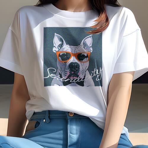 アメリカンピットブルテリア Tシャツ 犬愛 ユニークデザインレディース 犬ファン 半袖 春夏 プリント 大人カジュアル かわいい 人間用 ギフト 個性的 猛暑対策 メガネ アメリカンピットブルテリア