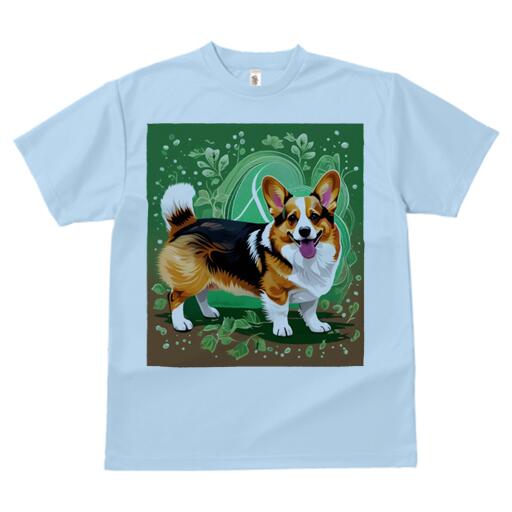 コーギー Tシャツ 犬愛 ユニークデザインメンズ キッズ 犬ファン 半袖 春夏 プリント 大人カジュアル かわいい 人間用 ギフト 個性的 猛暑対策 背景 コーギー 植物 緑