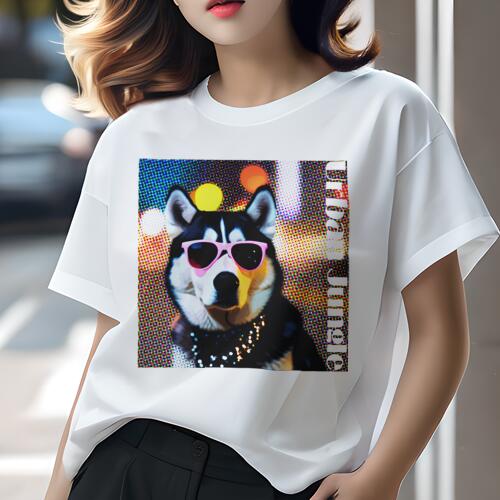ハスキー Tシャツ 犬愛 ユニークデザインレディース 犬ファン 半袖 春夏 プリント 大人カジュアル かわいい 人間用 ギフト 個性的 猛暑対策 サングラス ハスキー パーティー