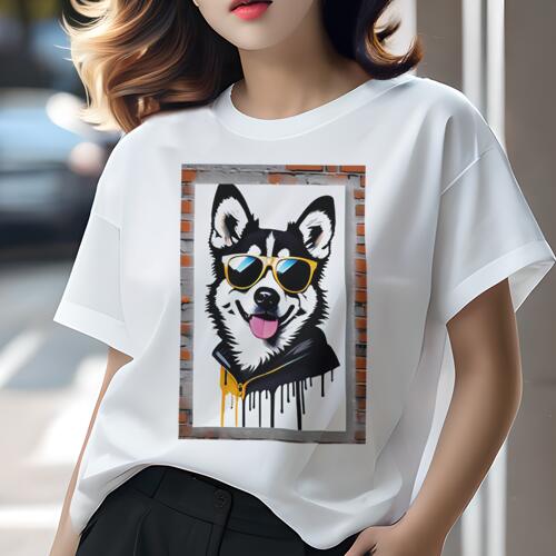 ハスキー Tシャツ 犬愛 ユニークデザインレディース 犬ファン 半袖 春夏 プリント 大人カジュアル かわ..