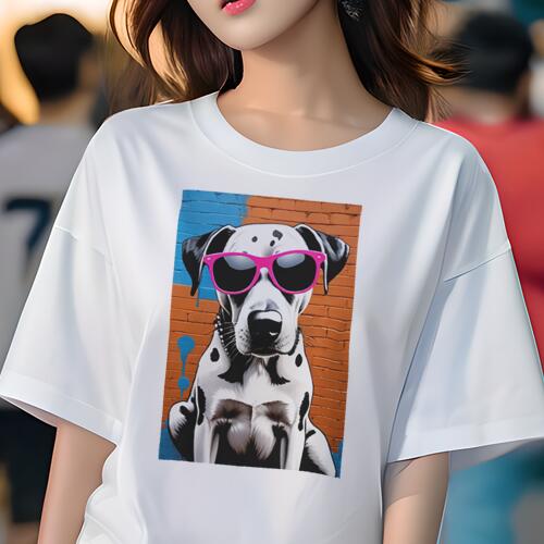 ダルメシアン Tシャツ 犬愛 ユニークデザインレディース 犬ファン 半袖 春夏 プリント 大人カジュアル ..