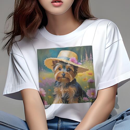 ヨークシャーテリア Tシャツ 犬愛 ユニークデザインレディース 犬ファン 半袖 春夏 プリント 大人カジ..