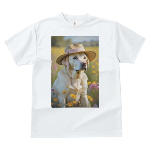 ラブラドールレトリバー Tシャツ 犬愛 ユニークデザインメンズ キッズ 犬ファン 半袖 春夏 プリント 大人カジュアル かわいい 人間用 ギフト 個性的 猛暑対策 帽子 ラブラドールレトリバー 花
