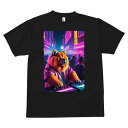 チャウチャウ Tシャツ 犬愛 ユニークデザインメンズ キッズ 犬ファン 半袖 春夏 プリント 大人カジュアル かわいい 人間用 ギフト 個性的 猛暑対策 DJ チャウチャウ ヘッドホン ネオン ナイトクラブ