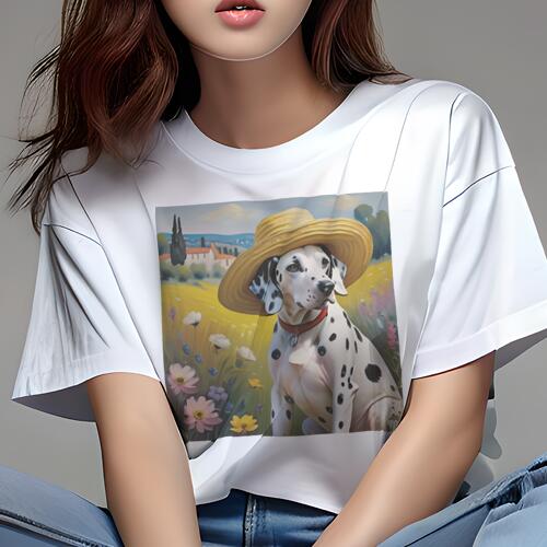 ダルメシアン Tシャツ 犬愛 ユニークデザインレディース 犬ファン 半袖 春夏 プリント 大人カジュアル ..